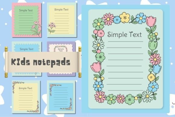Download Cute Floral Kids Notepads Printable SVG - Printable svg Collection