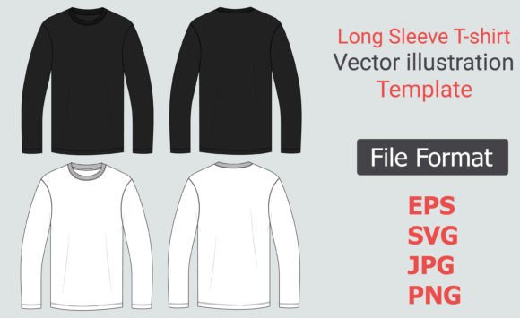 Download Long Sleeve Black White T Shirt Template - T shirt template Collection