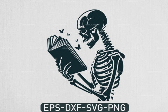 Download A Skeleton Reading Book Svg, Book Lover - Premium Resources