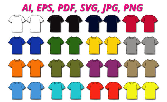 Download Multicolor Basic T Shirt Template Svg. - T shirt template Collection
