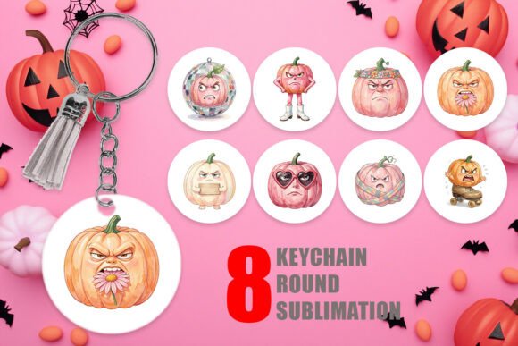 Download Grumpy Pink Pumpkin Retro Keychain PNG - Retro keychain png Collection