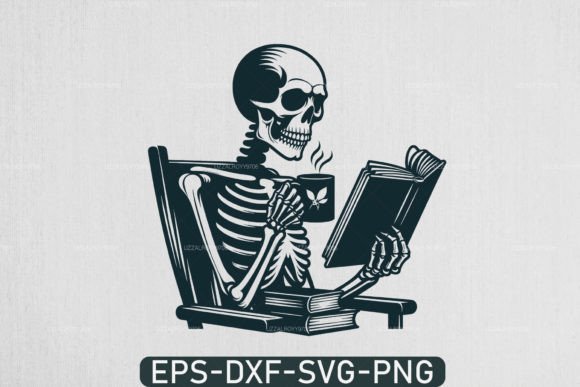 Download A Skeleton Reading Book Svg, Book Lover - Premium Resources