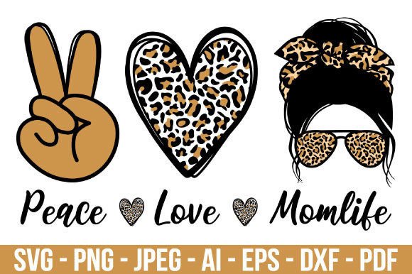 Download Peace Love Momlife Svg, Messy Bun SVG - Momlife svg Collection