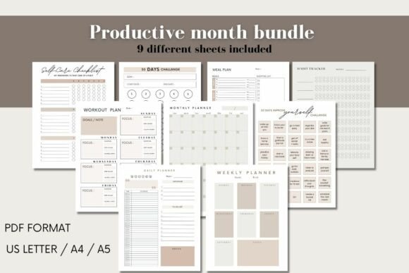 Download Productive Month Planner Bundle - Premium Resources