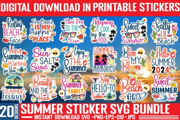 Download Summer Sticker SVG Bundle, Printable SVG - Printable svg Collection